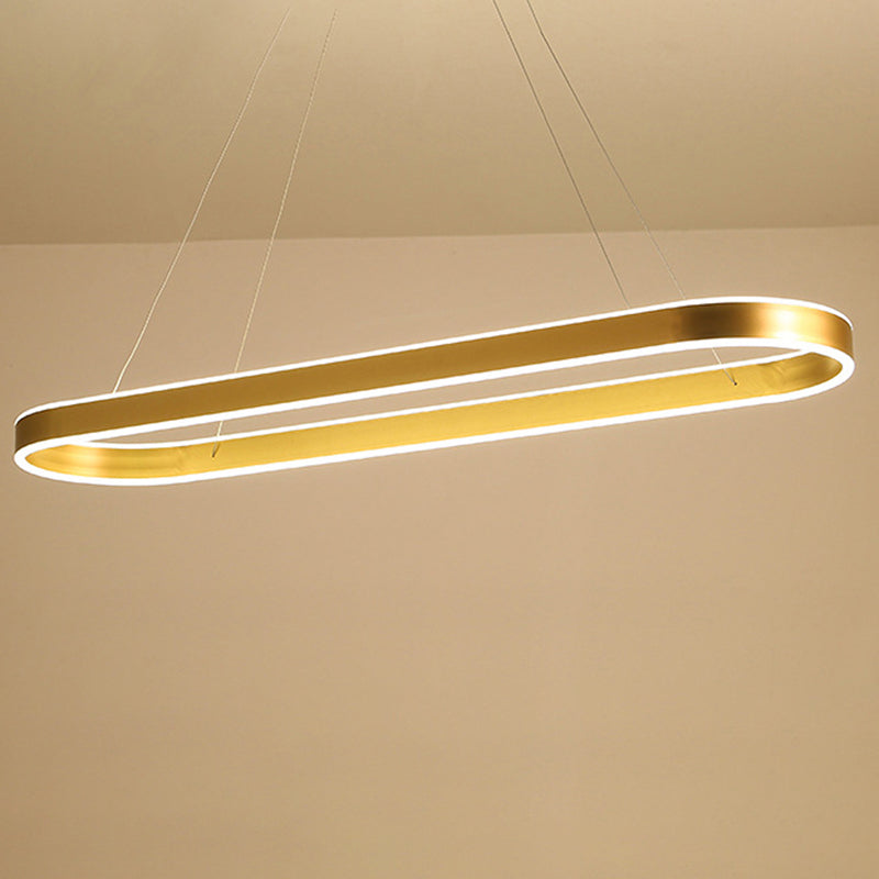 Modern Chandelier Linear Oval Island Lights 2 Light Metal Island Lighting Fixtures
