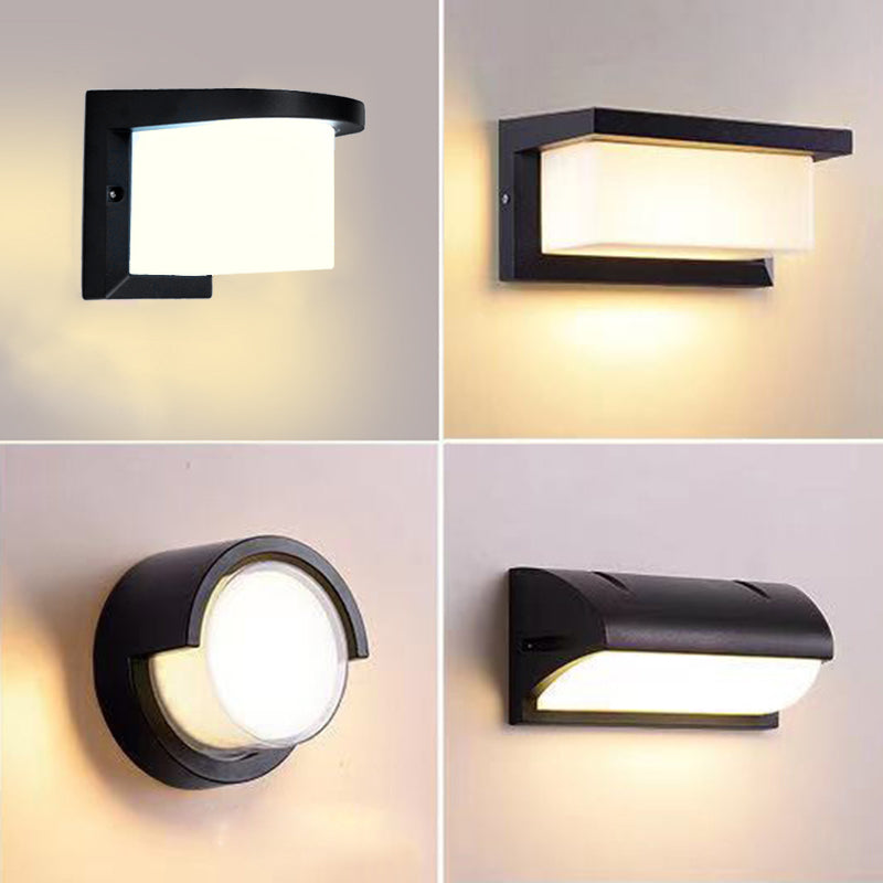 Geometric Shade Wall Lighting Modern Style Metal 1 Light Sconce Light in Black