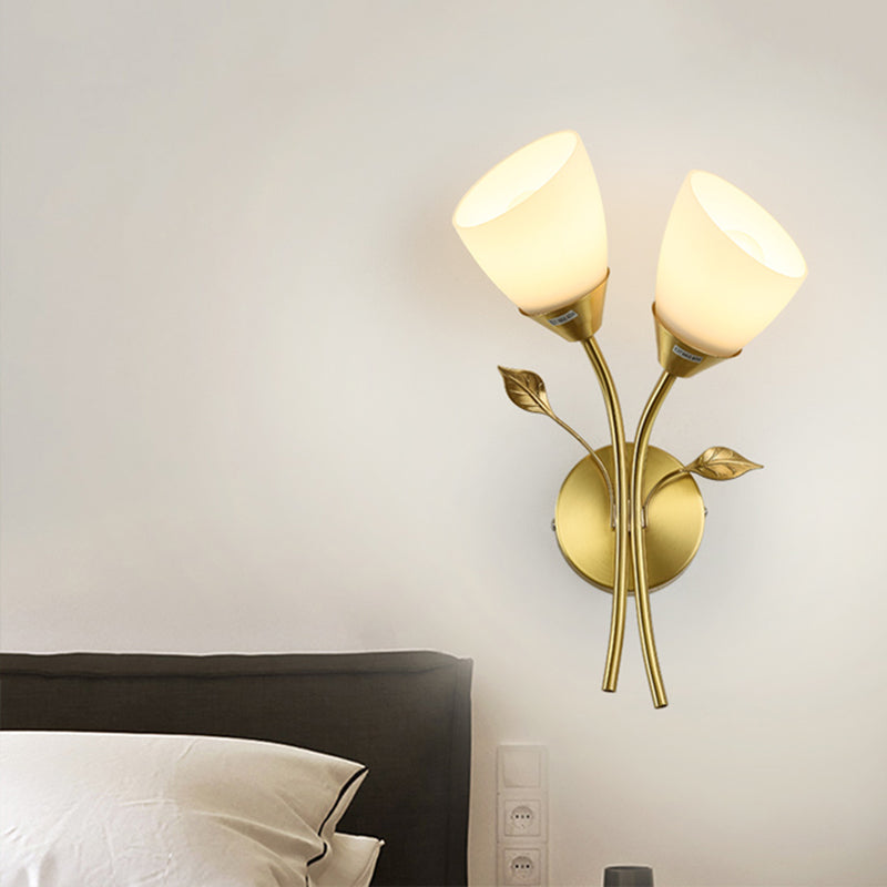 Unico illuminazione da parete in stile moderno in stile moderno 2 luci luci sconde in oro