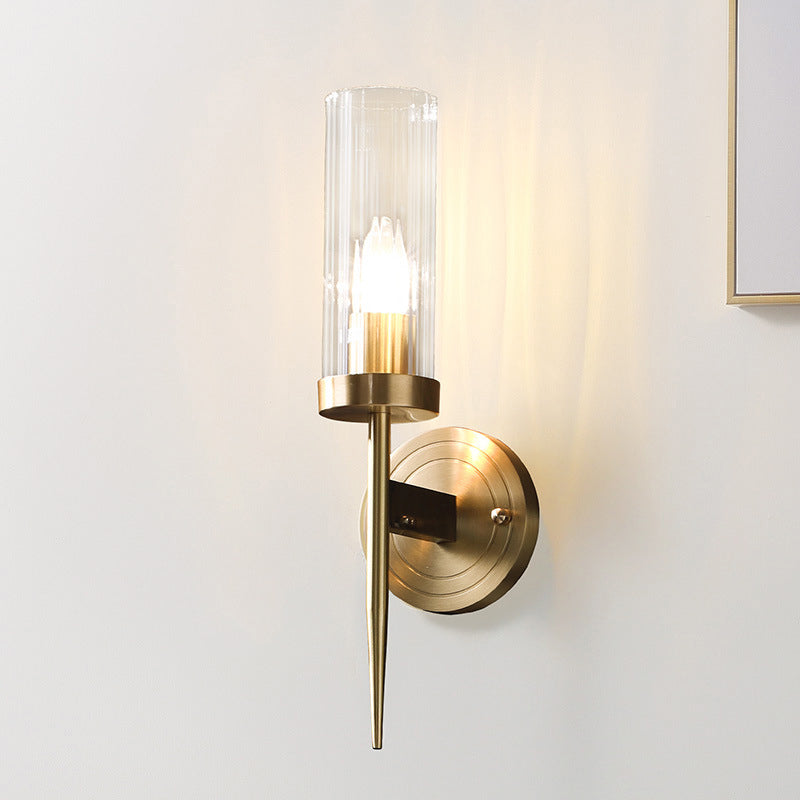 Modern Simple Style Half Cylinder Shade Wall Sconce Glass Multi Lights Sconces in Gold Finish
