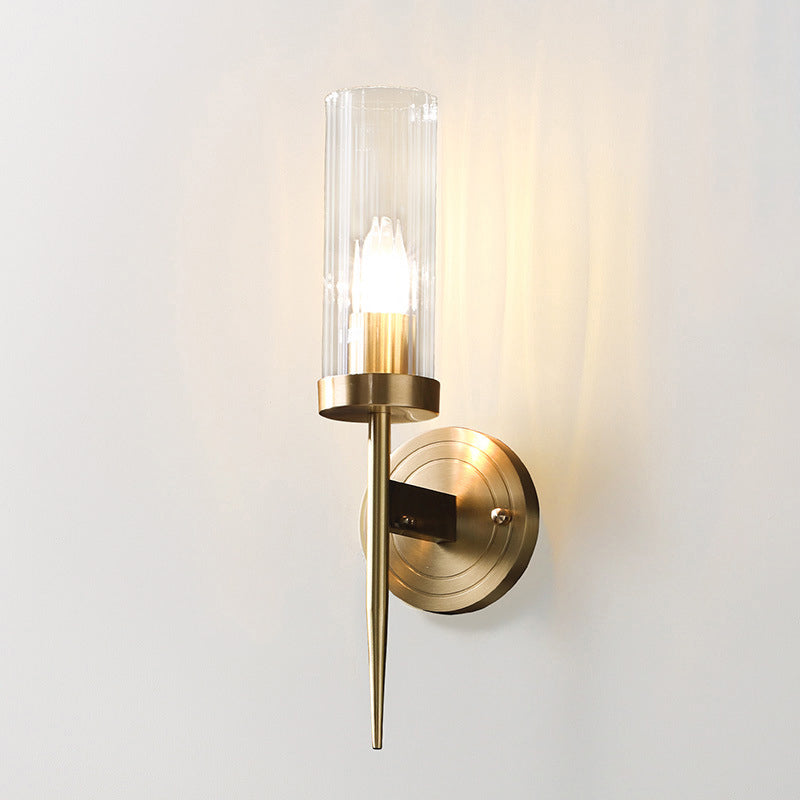 Modern Simple Style Half Cylinder Shade Wall Sconce Glass Multi Lights Sconces in Gold Finish