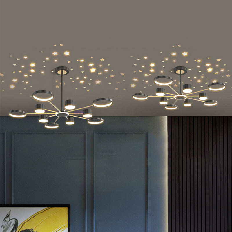 Moderne Esszimmerbeleuchtung mehrerer Ringe Kronleuchter Beleuchtung Metall 11 Licht Kronleuchter