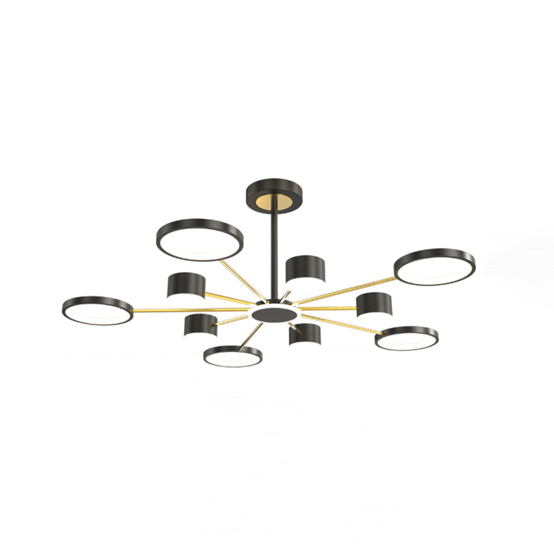 Iluminación moderna de comedor anillos múltiples accesorios de iluminación de araña de metal 11 lámpara de lámpara