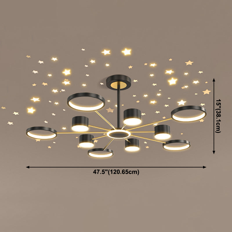 Moderne Esszimmerbeleuchtung mehrerer Ringe Kronleuchter Beleuchtung Metall 11 Licht Kronleuchter