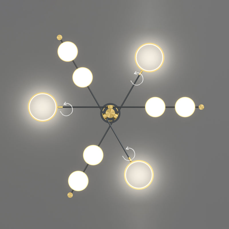 Araña LED moderna anillos múltiples luces de techo colgantes araña de metal orbe de metal