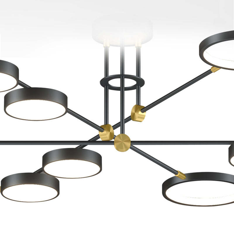 Araña LED moderna anillos múltiples luces de techo colgantes araña de metal orbe de metal