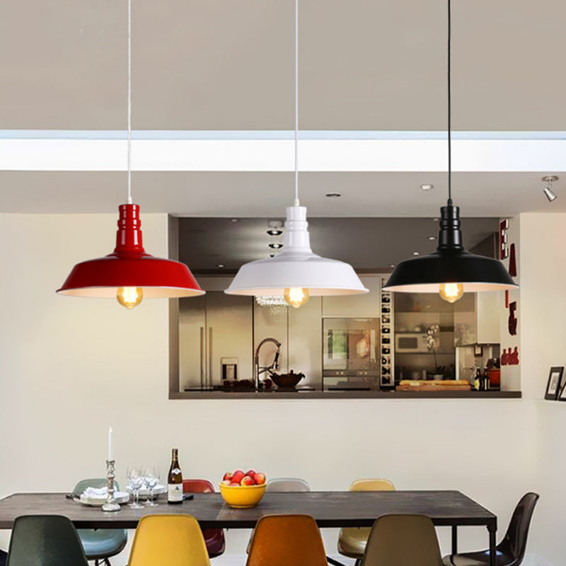 Modern Industrial Barn Shade Hanging Light, Macaron Metal 1-Light Pendant Lighting