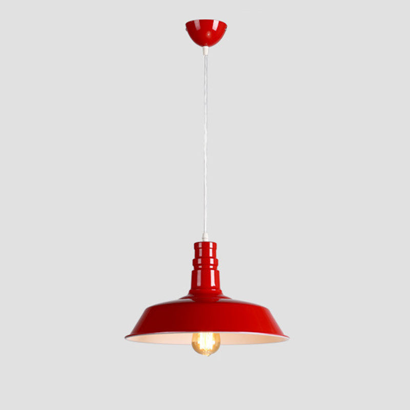 Modern Industrial Barn Shade Hanging Light, Macaron Metal 1-Light Pendant Lighting