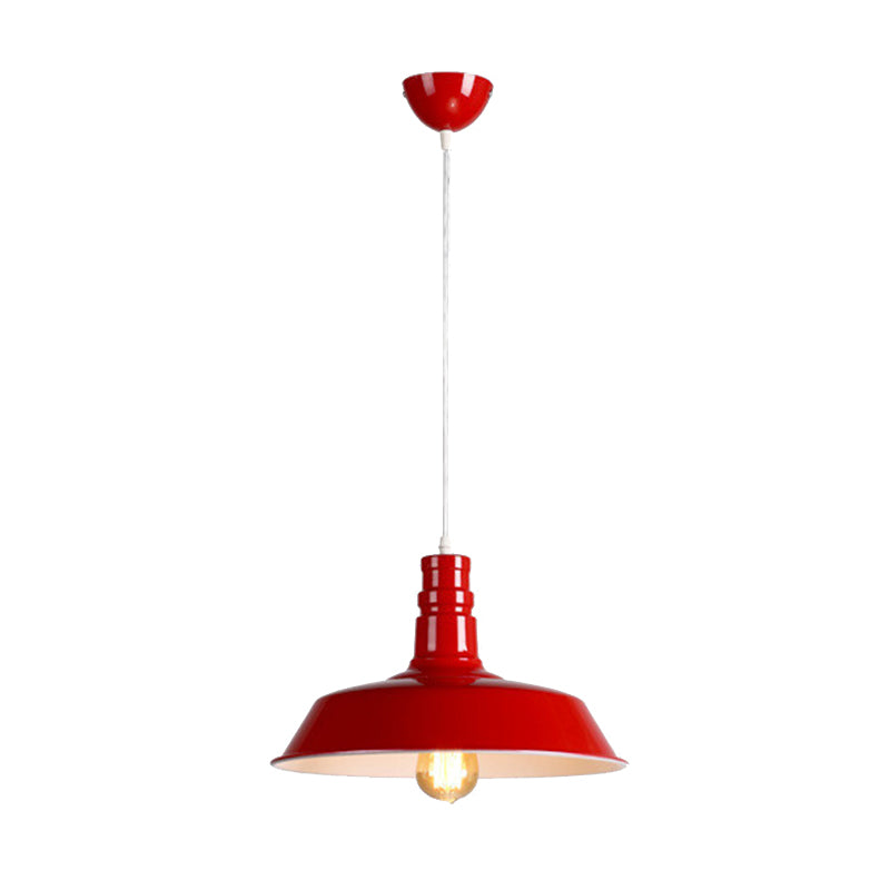 Modern Industrial Barn Shade Hanging Light, Macaron Metal 1-Light Pendant Lighting