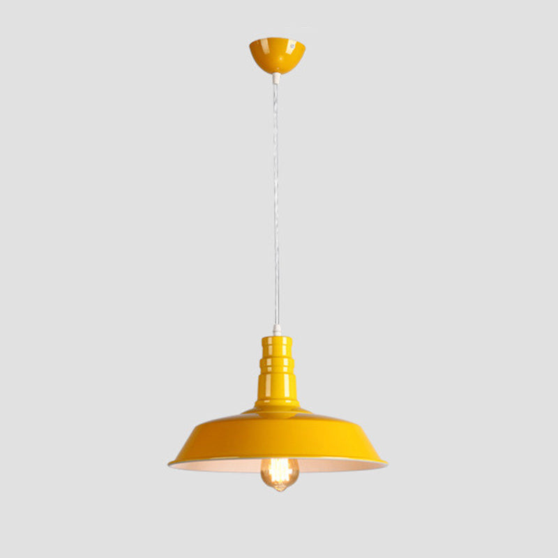 Modern Industrial Barn Shade Hanging Light, Macaron Metal 1-Light Pendant Lighting