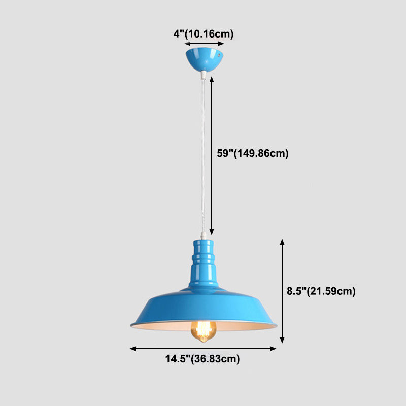Modern Industrial Barn Shade Hanging Light, Macaron Metal 1-Light Pendant Lighting