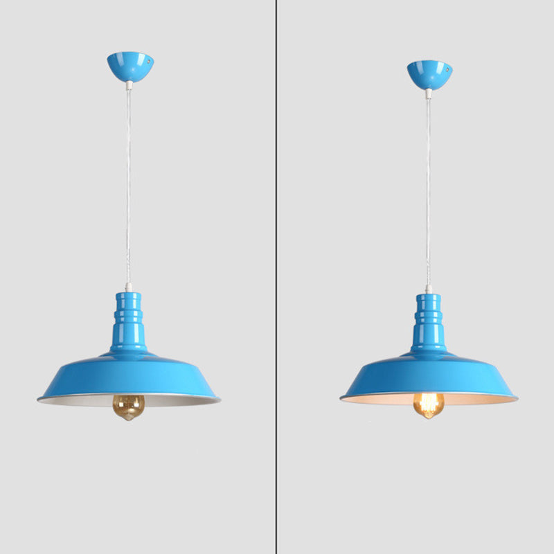 Modern Industrial Barn Shade Hanging Light, Macaron Metal 1-Light Pendant Lighting