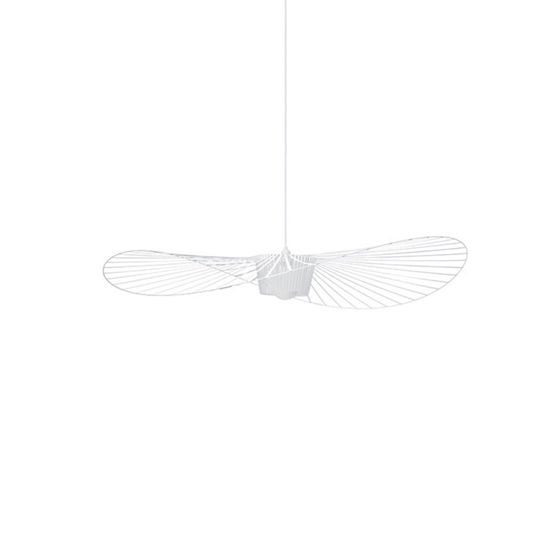 Indoor Metal 1-Light Hanging Light, Nordic Simple Straw Hat Cage Shade Pendant Light