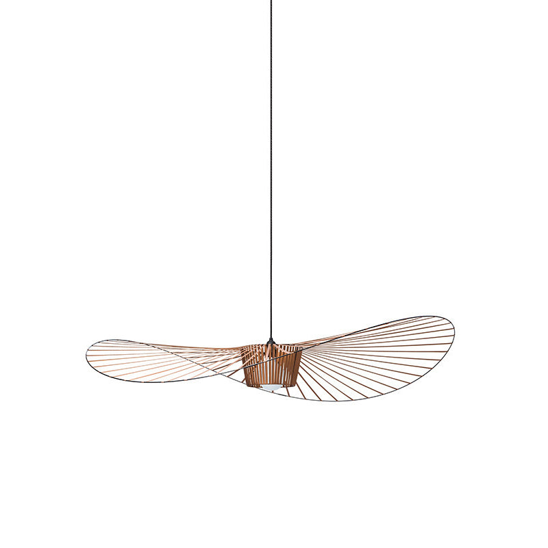 Indoor Metal 1-Light Hanging Light, Nordic Simple Straw Hat Cage Shade Pendant Light