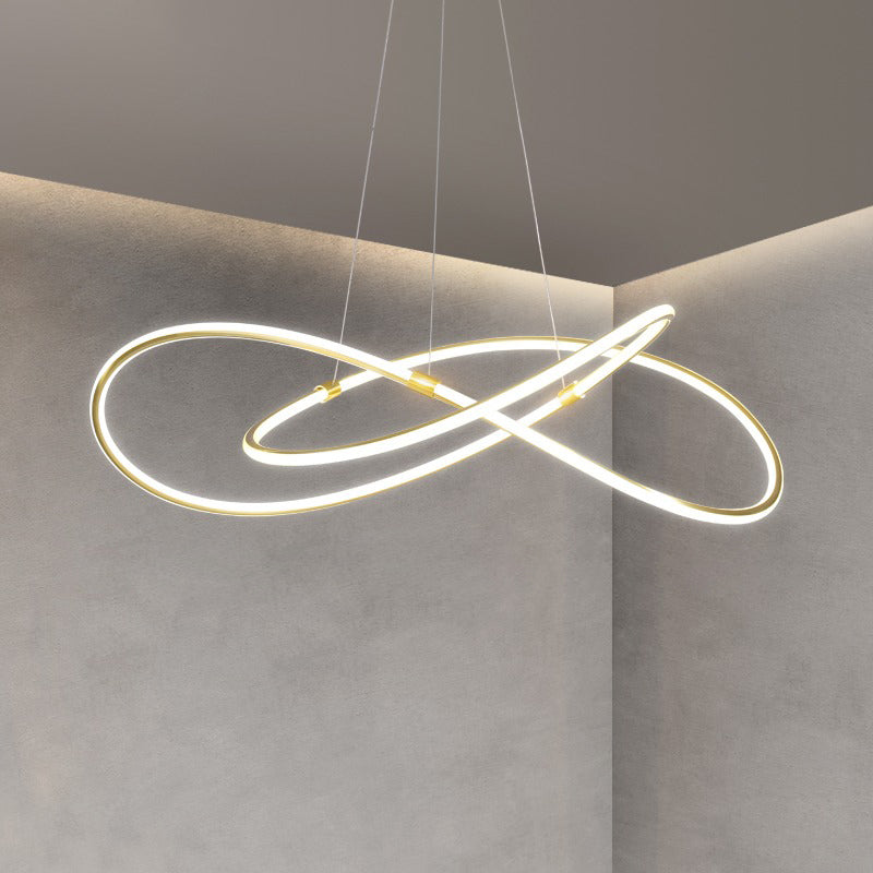 Éclairage suspendu torsadé lustres modernes pour salle à manger en métal lustre