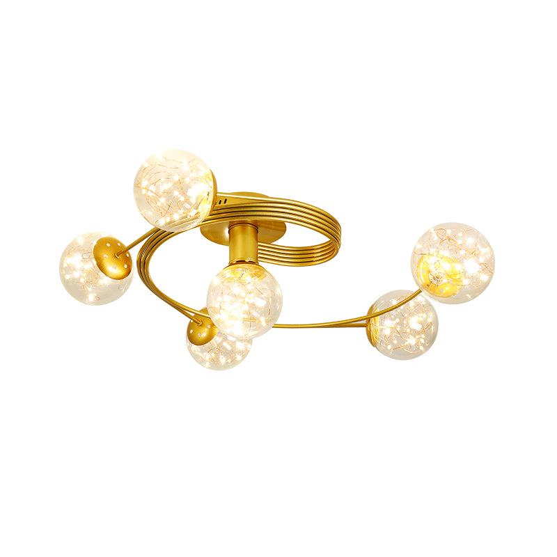 6-Lights Globe Glass Ceiling Light Simplicity Modern Style Flush Mount Light for Bedroom