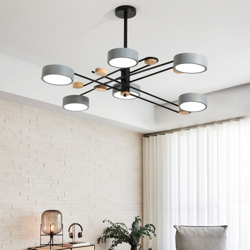 6-leichter Zylinder Anhänger Beleuchtungskörper moderne Metallhänge der Metallhänge des Stils