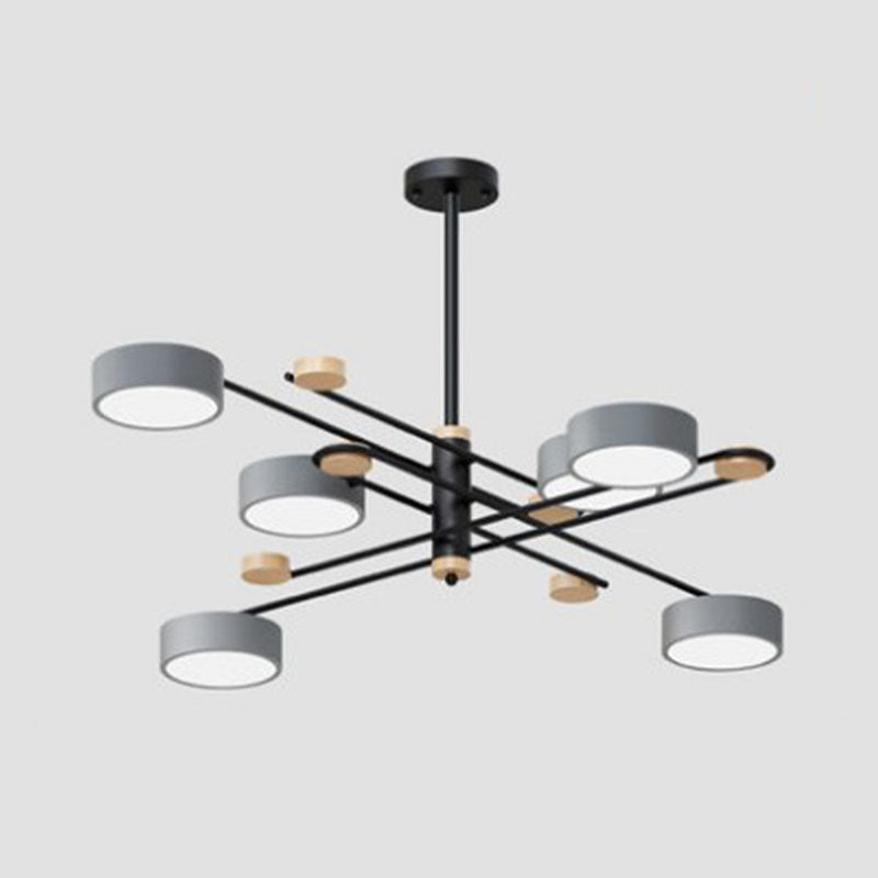 Afide di illuminazione a sospensione a 6 luci a cilindri Luci a soffitto in metallo moderno