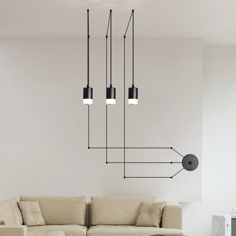 Industrial Acrylic Hanging Light, Black Swag Pendant Light with 157.5" Hanging Rope for Indoor