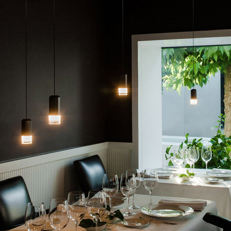 Industrial Acrylic Hanging Light, Black Swag Pendant Light with 157.5" Hanging Rope for Indoor