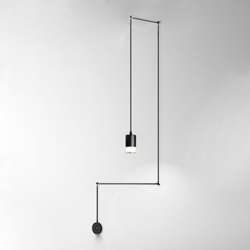 Industrial Acrylic Hanging Light, Black Swag Pendant Light with 157.5" Hanging Rope for Indoor