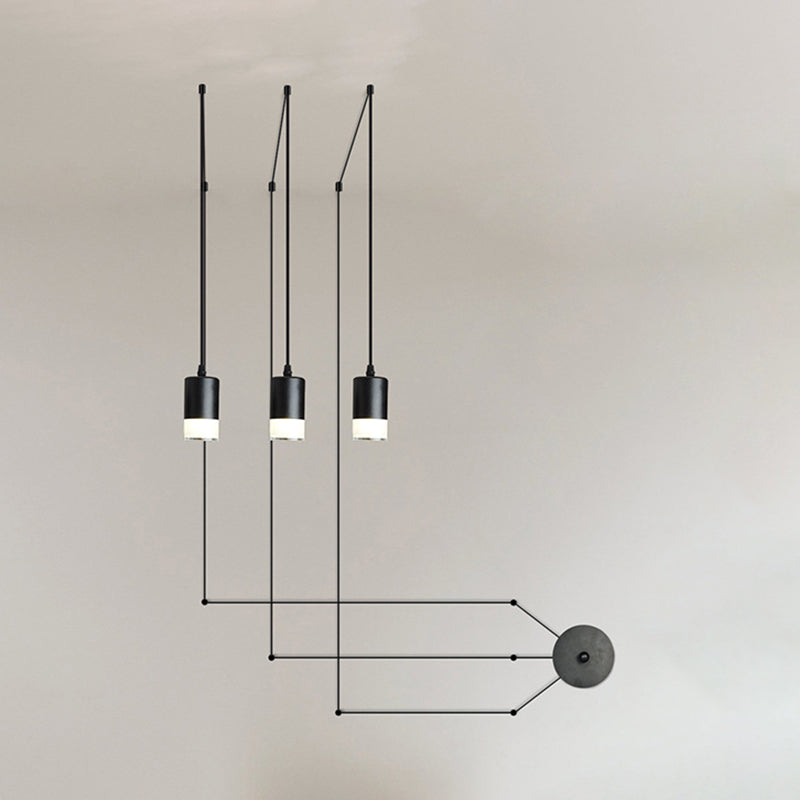 Industrial Acrylic Hanging Light, Black Swag Pendant Light with 157.5" Hanging Rope for Indoor