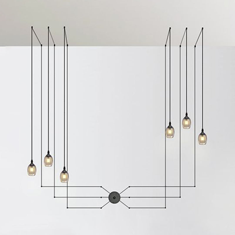 Industrial Acrylic Hanging Light, Black Swag Pendant Light with 157.5" Hanging Rope for Indoor