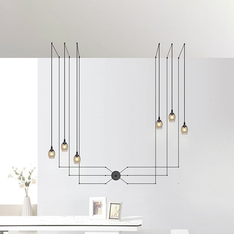 Industrial Acrylic Hanging Light, Black Swag Pendant Light with 157.5" Hanging Rope for Indoor
