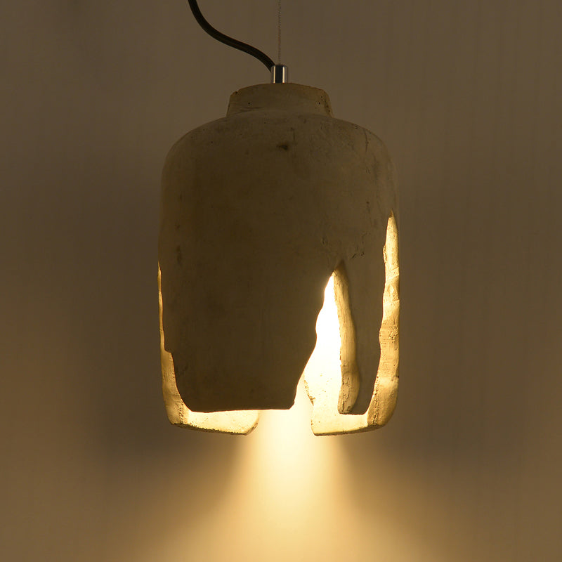 Cement 1-Light Hanging Lamp, Minimalist Gray Pendant Lighting for Living
