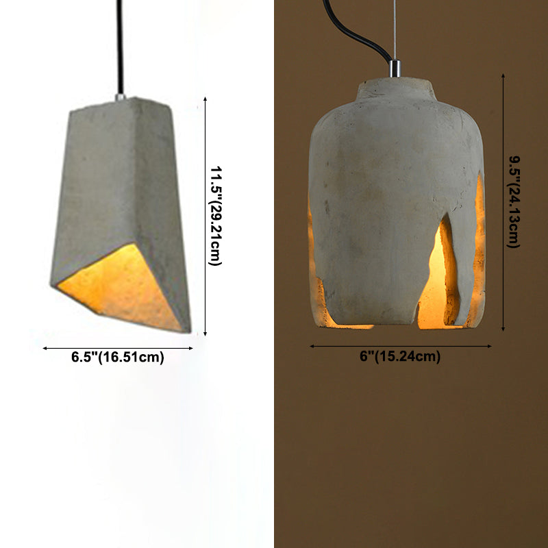 Cement 1-Light Hanging Lamp, Minimalist Gray Pendant Lighting for Living