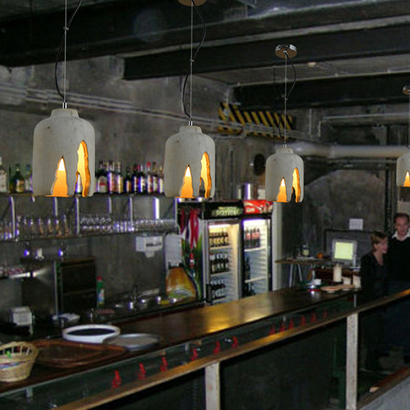 Cement 1-Light Hanging Lamp, Minimalist Gray Pendant Lighting for Living