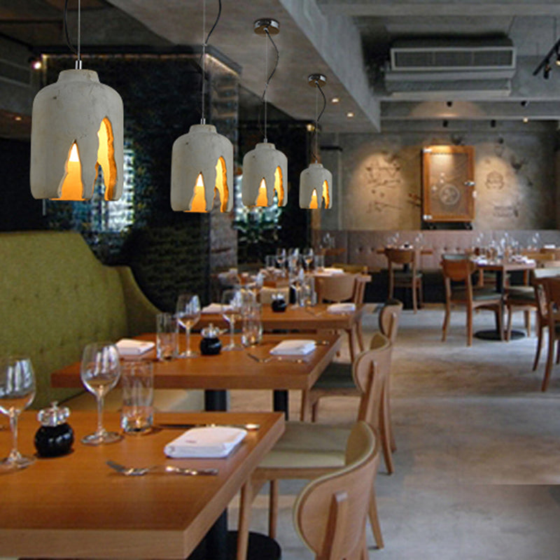 Cement 1-Light Hanging Lamp, Minimalist Gray Pendant Lighting for Living