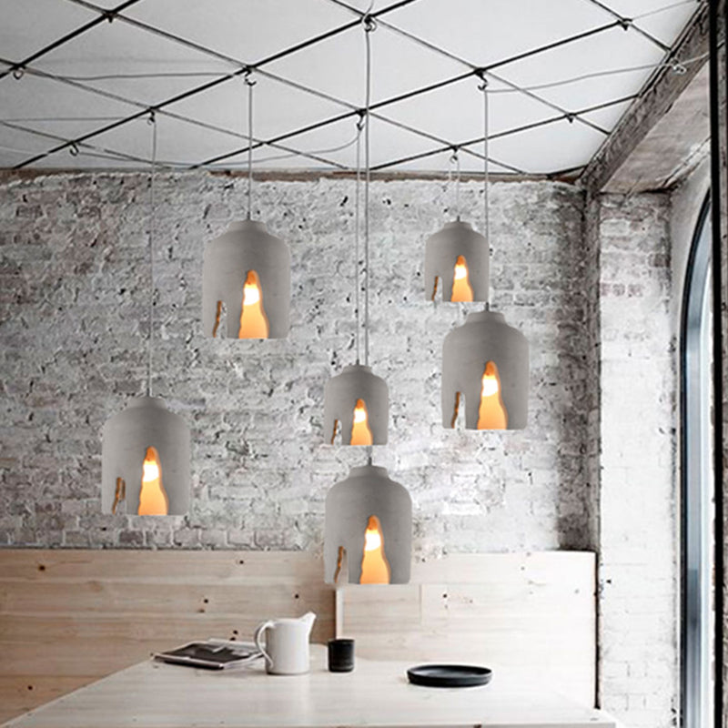 Cement 1-Light Hanging Lamp, Nordic Simple Gray Pendant Lighting for Living