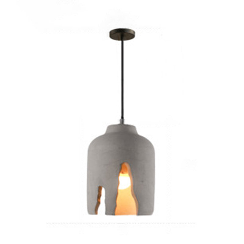 Lámpara colgante de 1 luces de cemento, iluminación colgante gris simple y simple para vivir