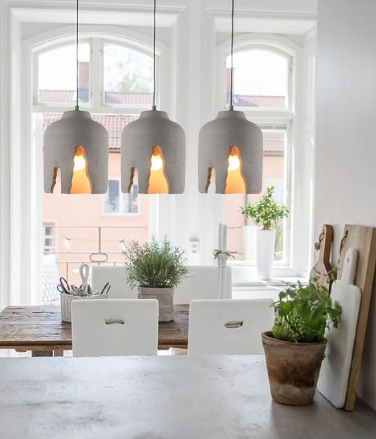 Cement 1-Light Hanging Lamp, Nordic Simple Gray Pendant Lighting for Living