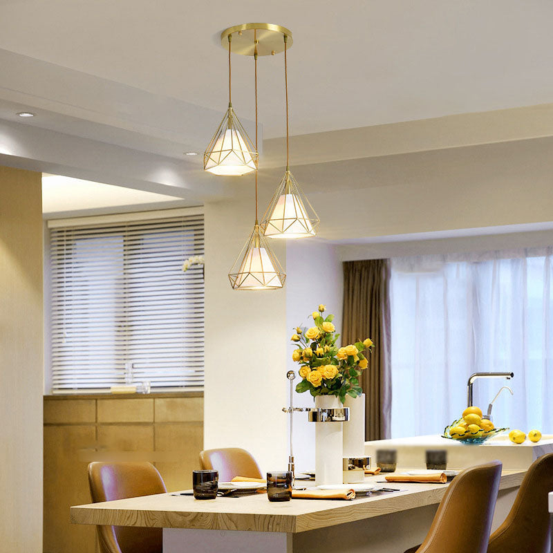 3 Lichthängeleuchte mit Käfigschatten, Nordic Simple Style Cluster-Anhängerlicht für Innenräume