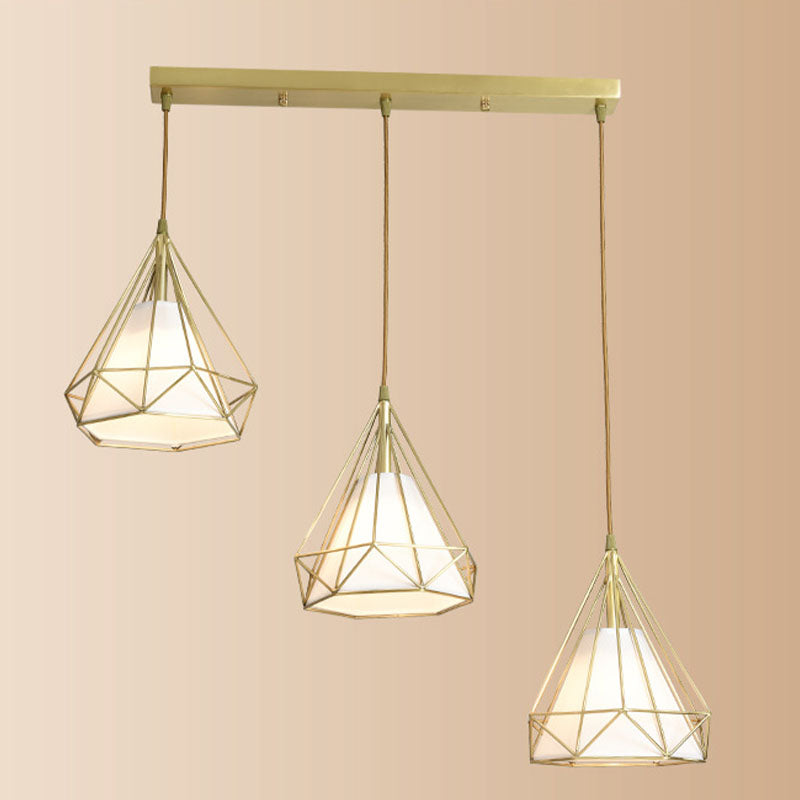 3-licht hangende verlichtingsarmaturen met kooischaduw, Noordse eenvoudige stijl cluster hanglamp voor binnen