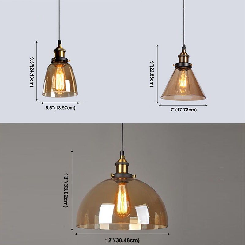 Industrielle 1 Licht hängende hängende leichte, bernsteinfarbene Glashängeleuchten