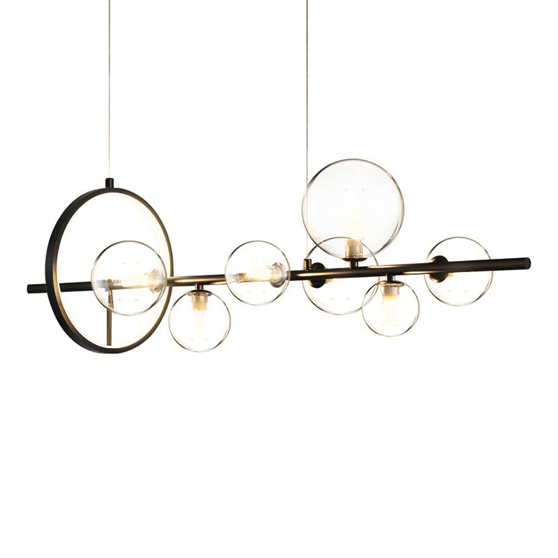 Modern Globe Glass Island Pendant Light Multi Light Metal Simplicity Style Hanging Lamp