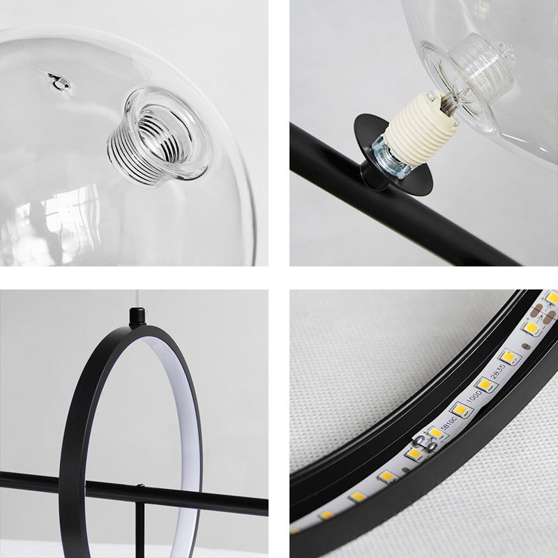 Modern Globe Glass Island Pendant Light Multi Light Metal Simplicity Style Hanging Lamp