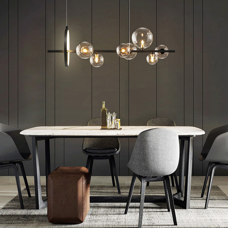 Modern Globe Glass Island Pendant Light Multi Light Metal Simplicity Style Hanging Lamp