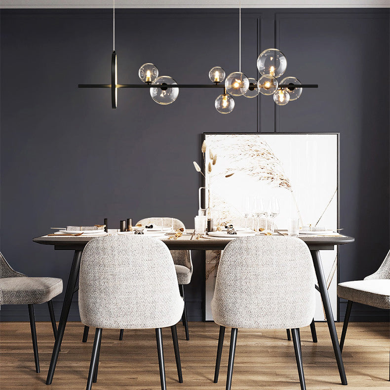 Modern Globe Glass Island Pendant Light Multi Light Metal Simplicity Style Hanging Lamp