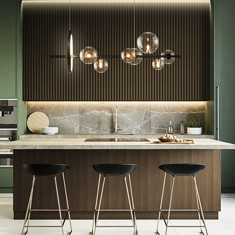Modern Globe Glass Island Pendant Light Multi Light Metal Simplicity Style Hanging Lamp