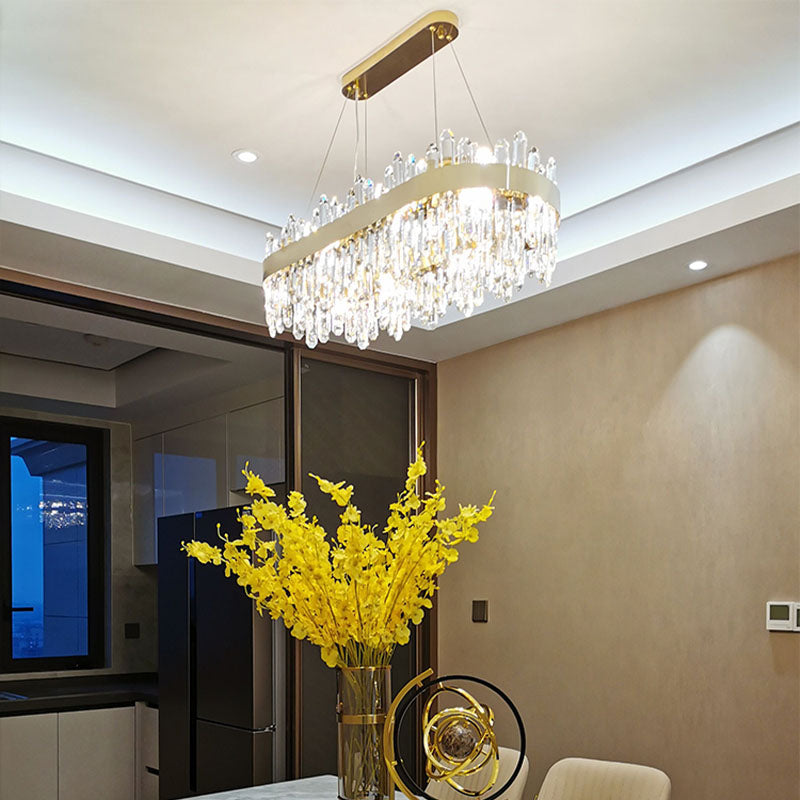 Post Modern Style Crystal Island Light Gold Simplicity Hanging Light for Dining Room
