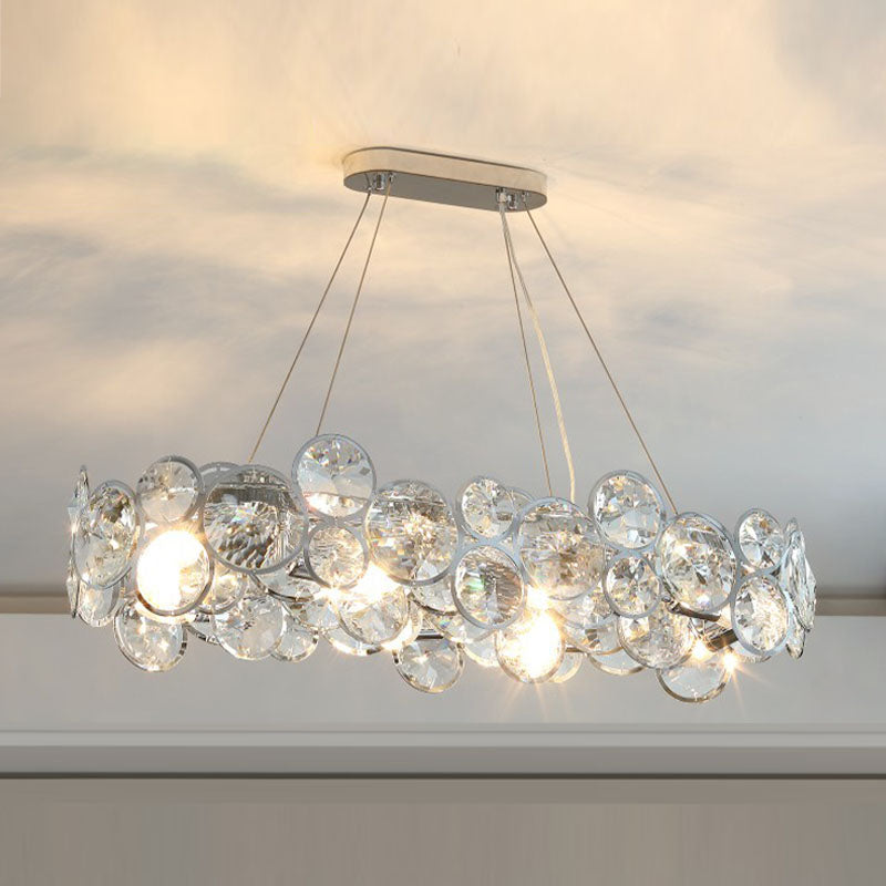 Post Modern Style Crystal Island Light Clear Simplicity Hanging Light per sala da pranzo
