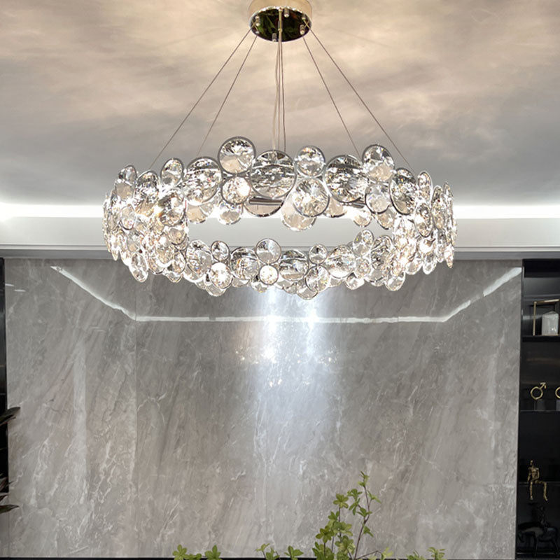 Post Modern Style Crystal Island Light Clear Simplicity Hanging Light per sala da pranzo