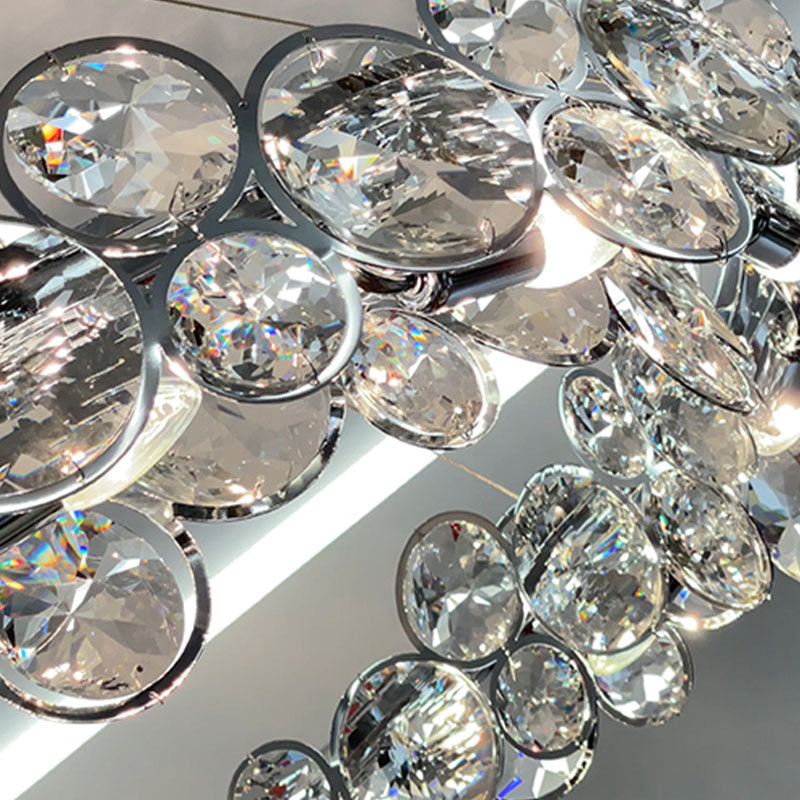 Post Modern Style Crystal Island Light Clear Simplicity Hanging Light per sala da pranzo