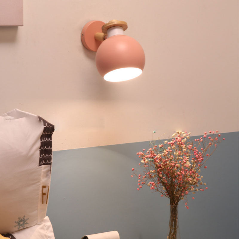 Illuminazione a parete rotonda in stile moderno in stile moderno 1 lampada montata a parete per la testa