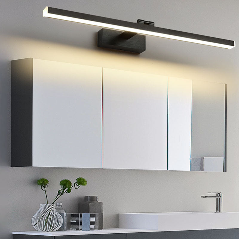 Metal Linear Shade Swing Arm Wall Light Modern 1 Head Wall Mount Fixture in Black
