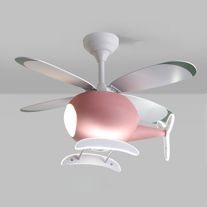 Pendant le pendentif de pendentif LED créatif Kids Pendant de ventilateur de macaron de fer avec une teinte acrylique